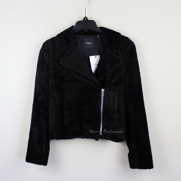 Theory Jackets & Blazers - NWT Theory Faux Fur Fashion Moto Jacket